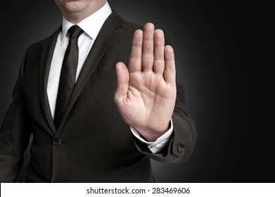 Hand Stop Shown By Businessman.