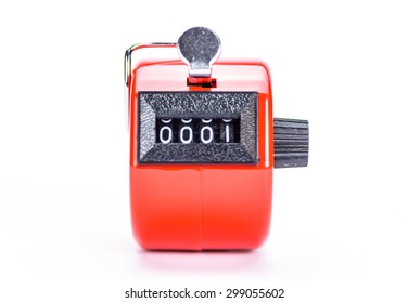 Hand tally counter isolated on white background