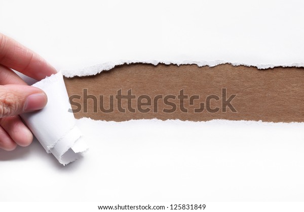Hand tear\
a strip of paper,copy space for your\
text.