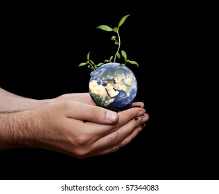 Hand that protect the green life in the world - Shutterstock ID 57344083