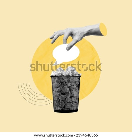 A hand throwing a speech bubble, throwing into a trash can, censorship, hand with speech bubble, throwing conversations in the trash, Waste Paper Bin, Trash Can, Trash Can Icon, Garbage Container