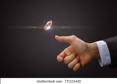 Hand throws a coin. The concept of decision-making. - Shutterstock ID 771121420