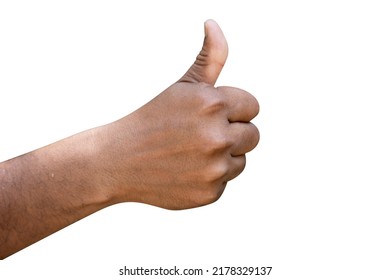Hand with thumb up isolated on white background. Ok sign by a male
 - Shutterstock ID 2178329137