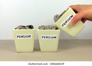 A Hand Tipping A Pension Pot In To Another. Consolidating Multiple Pensions Concept. - Shutterstock ID 2006668139