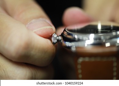 Hand touch crown watch - Shutterstock ID 1040159224