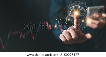 hand touch growth trading forex market, investment digital graphic global growth