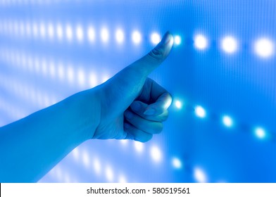 Hand Touch Led Blue Light Science And Technology Background