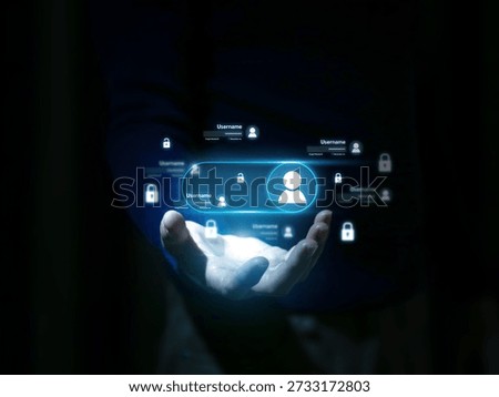 Hand touch screen allow access personal data and managing user permissions identity and device online safety privacy policy sensitive information concepts.