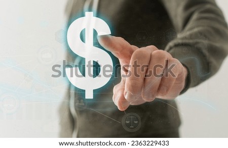 Hand touch virtual icon in , money concept