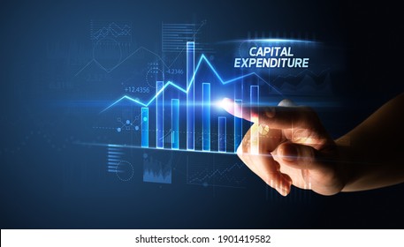 Hand Touching CAPITAL EXPENDITURE Button, Business Concept