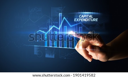 Hand touching CAPITAL EXPENDITURE button, business concept