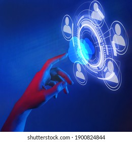 hand touching cloud symbol in neon lighting, business cloud storage network concept, networking communication, data provision and cloud computing services - Shutterstock ID 1900824844