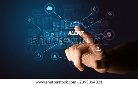 Hand touching cybersecurity button concept concept