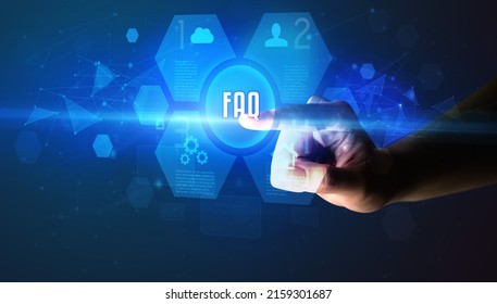 Hand touching digital button concept