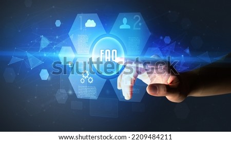 Hand touching digital button concept