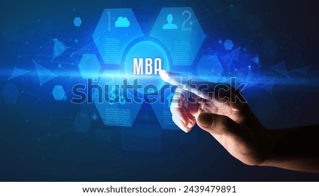 Hand touching digital button concept