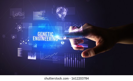 Hand touching GENETIC ENGINEERING inscription, new business technology concept - Shutterstock ID 1612203784