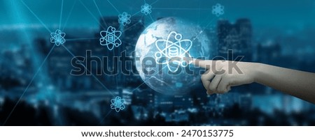 Hand Touching global network connection on 