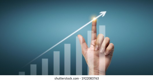 Hand Touching  Graphs Of Financial Indicator And Accounting Market Economy Analysis Chart