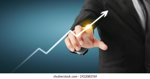 Hand-Touch-Graphen des Finanzindikators und des Diagramms zur Analyse der Marktwirtschaft