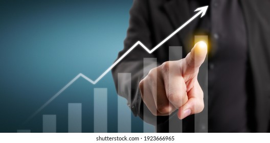Hand-Touch-Graphen des Finanzindikators und des Diagramms zur Analyse der Marktwirtschaft