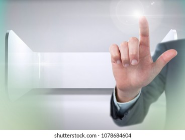 Hand touching and interacting with transition effect