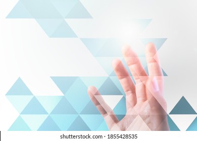Hand touching interface digital background
