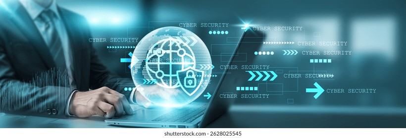 Hand touching laptop network connection on cybersecurity, technology, and futuristic concepts, highlighting the importance of data protection and advanced digital security measures.