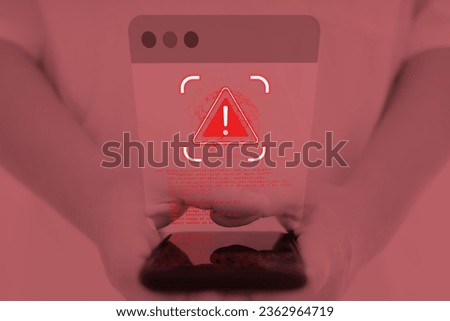 A hand is touching the screen to warn of an abnormality due to a hacker attack. Cyber ​​Anomaly Notification cyber attack,hacker attack maintenance concept and hacking cybersecurity 