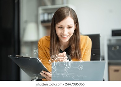 Hand touching Secure Access Service Edge icon on smartphone virtual screen background, password, network, framework and support technology in office. SASE secure access service edge concept.