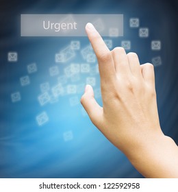 hand touching virtual screen.