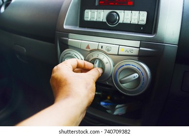 Hand Turn On Car Aircon Switch