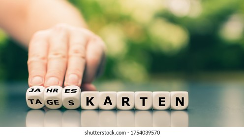 Hand Turns Dice And Changes The German Word 