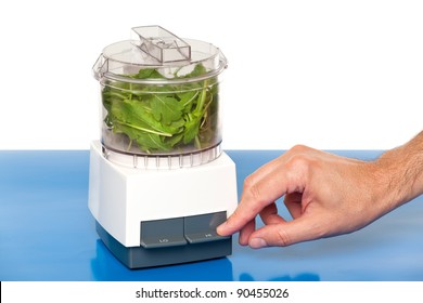 Hand Using A Food Processor