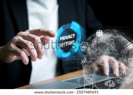hand using laptop while choose to accept internet cookies policy or reject. Customer data privacy concept that allow web browser to collect user data to resell or use for marketing purpose.