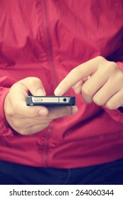 Hand using smart phone