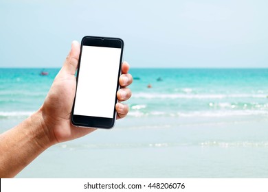 Hand Using Smartphone Mobile Vertical Position Stock Photo 448206076 ...