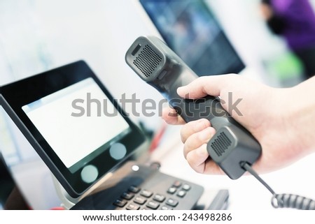 hand using videophone on exhibition.
