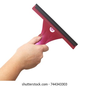 A hand washes a window. Isolate on a white background