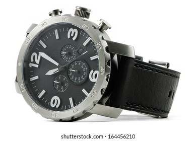 Hand Watch, Macro, Isolated,leather Wrist Let With Clipping Path