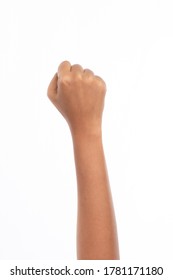 Hand Of Woman Do A Handful, Fist, Isolated On White Background, Black Lives Matter Concept