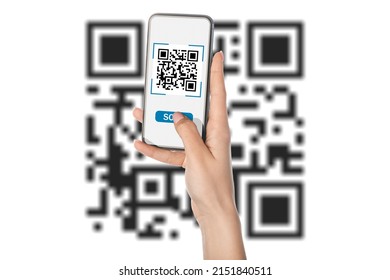 Hand Woman Smartphone Scanning Qr Code Stock Photo 2151840511 ...