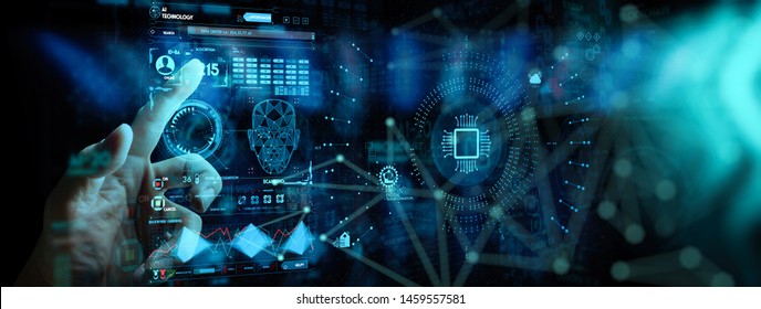 Hand working with Digital transformation change management and internet of things (IoT) Ui.