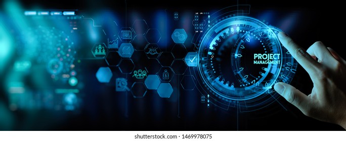 Hand Working With Project Manager And Icons About Planning Tasks And Milestones On Schedule, Cost Management Of Ui Computer