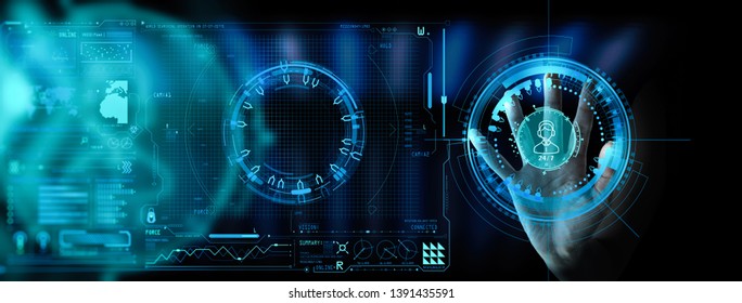 Hand working with Technical Support and Customer Service Business Technology Internet Ui.