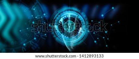Hand working with Technical Support and Customer Service Business Technology Internet Ui.