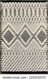 Hand Woven Geometric Modern Wool Area Rug. - Shutterstock ID 2154142475