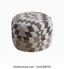 Hand Woven Kilim Pattern Pouf For Living Room.