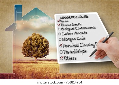 Hand Write A Check List Of Indoor Air Pollutants - Concept Image
