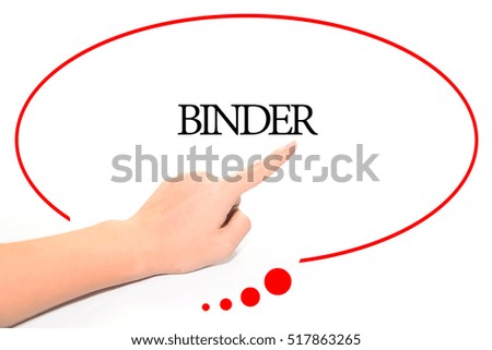 Hand writing BINDER  with the abstract background. The word BINDER represent the meaning of word as concept in stock photo.
